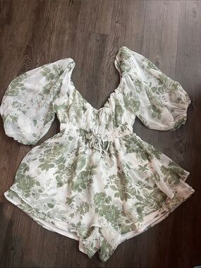 SAINTS + SECRETS Floral Sage Romper